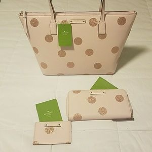 Kate Spade Haven Lane pink polka dot set nwt